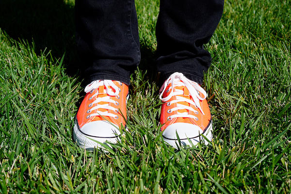 Bright orange shoes