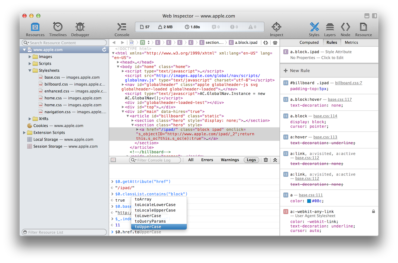 safari web inspector on windows