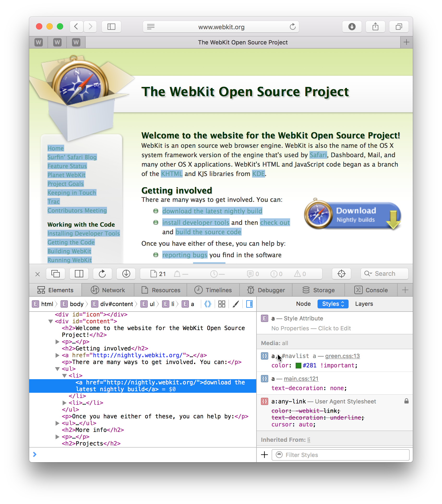 Styles Sidebar Refinements in Web Inspector | WebKit