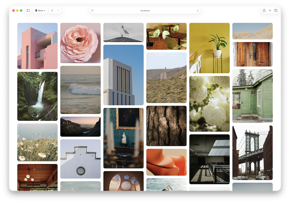 Layout of 50 photos in a gallery