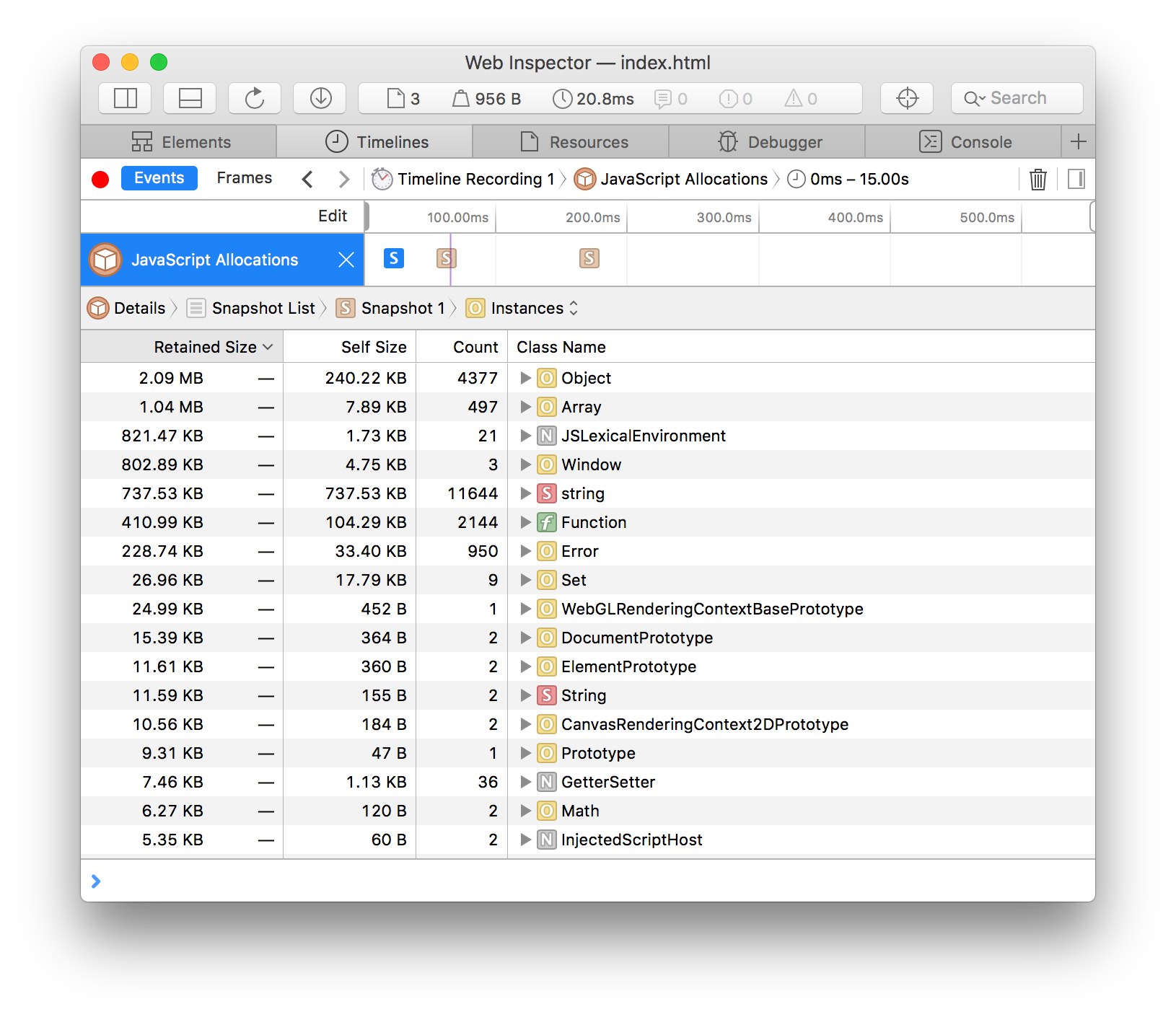 Memory Debugging with Web Inspector | WebKit