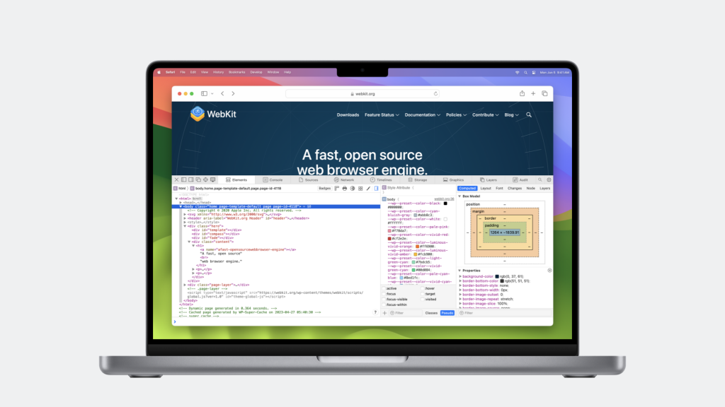 Web Inspector open in Safari 17 on macOS Sonoma.