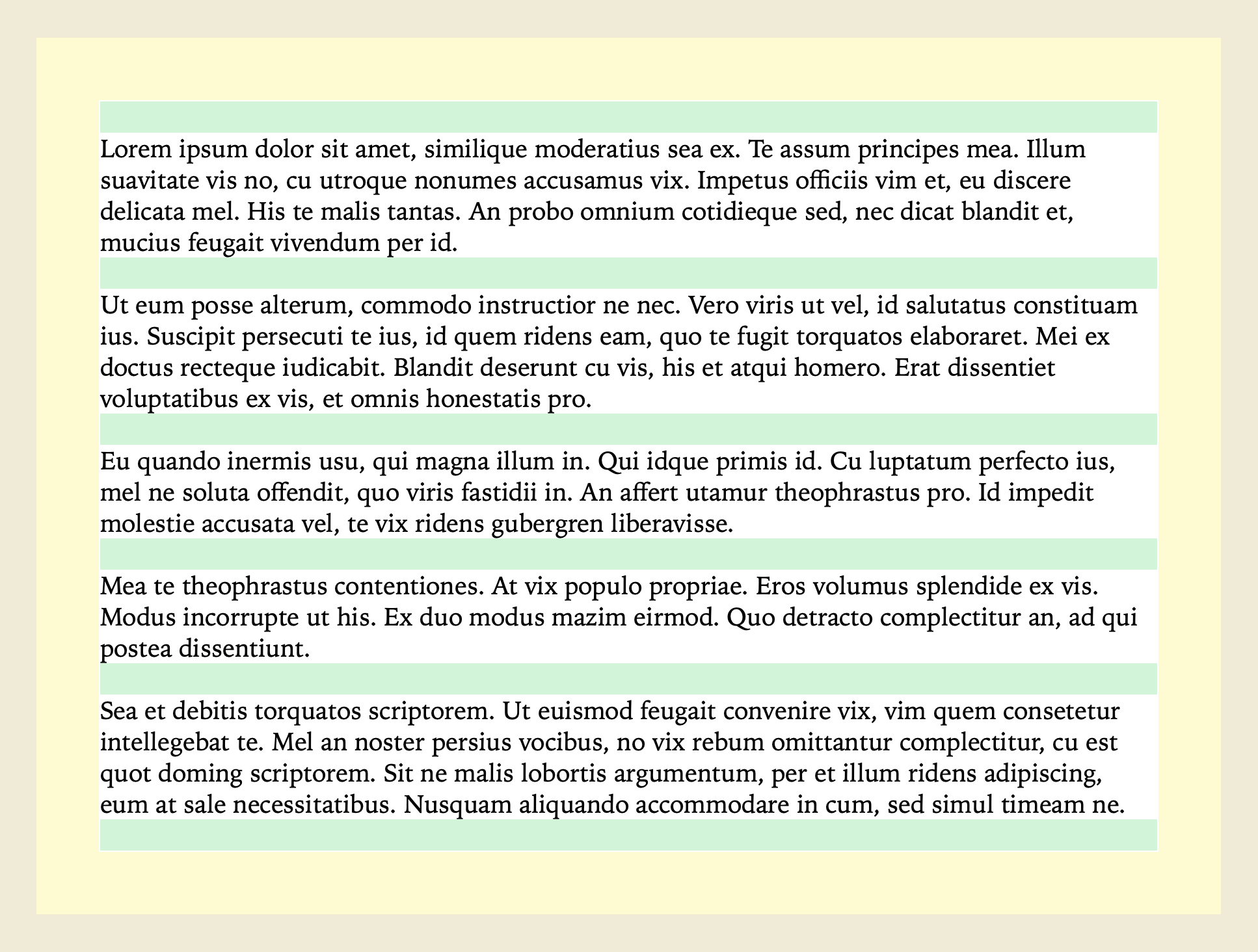 The same example of text in a box with margins, now with one color marking the padding, and another color marking the margins.