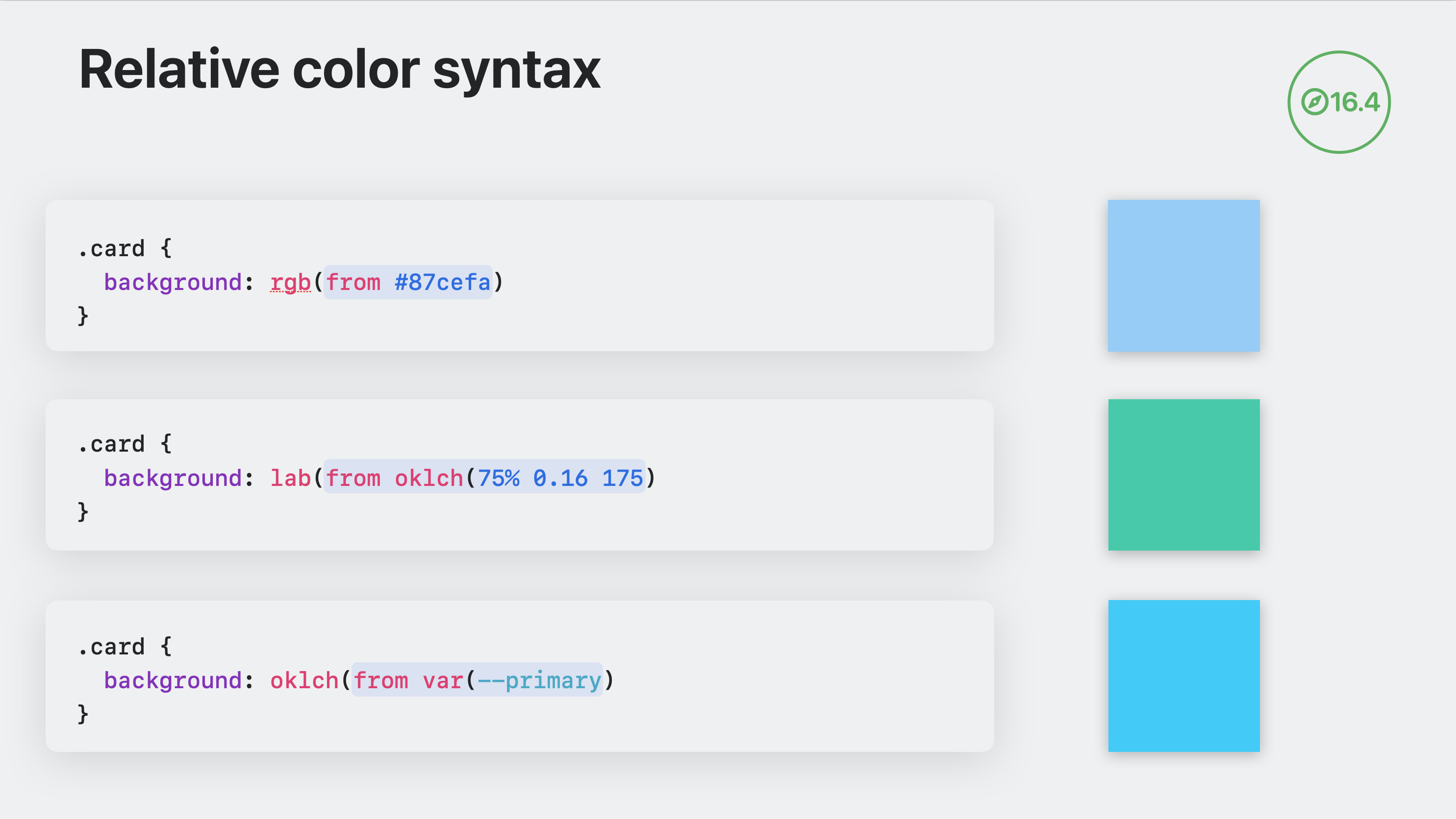 a still from the WWDC session teach how relative color syntax works