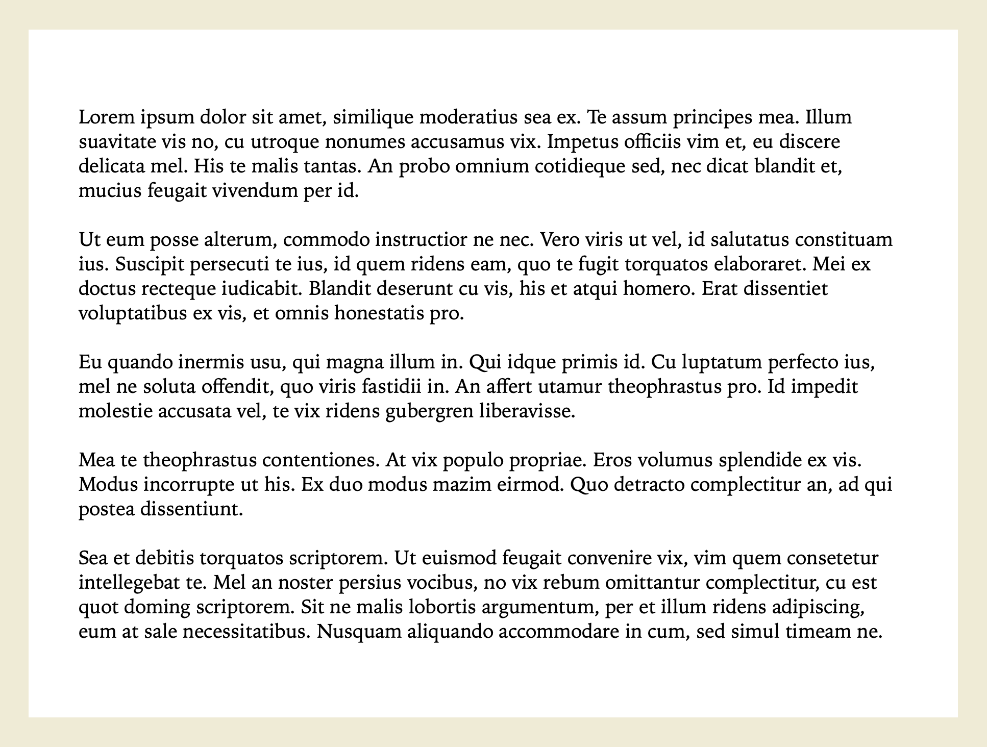 Four paragraphs of text in a white box on a tan background. The white box has a lot more space above and below the text than it does on the sides of the text.